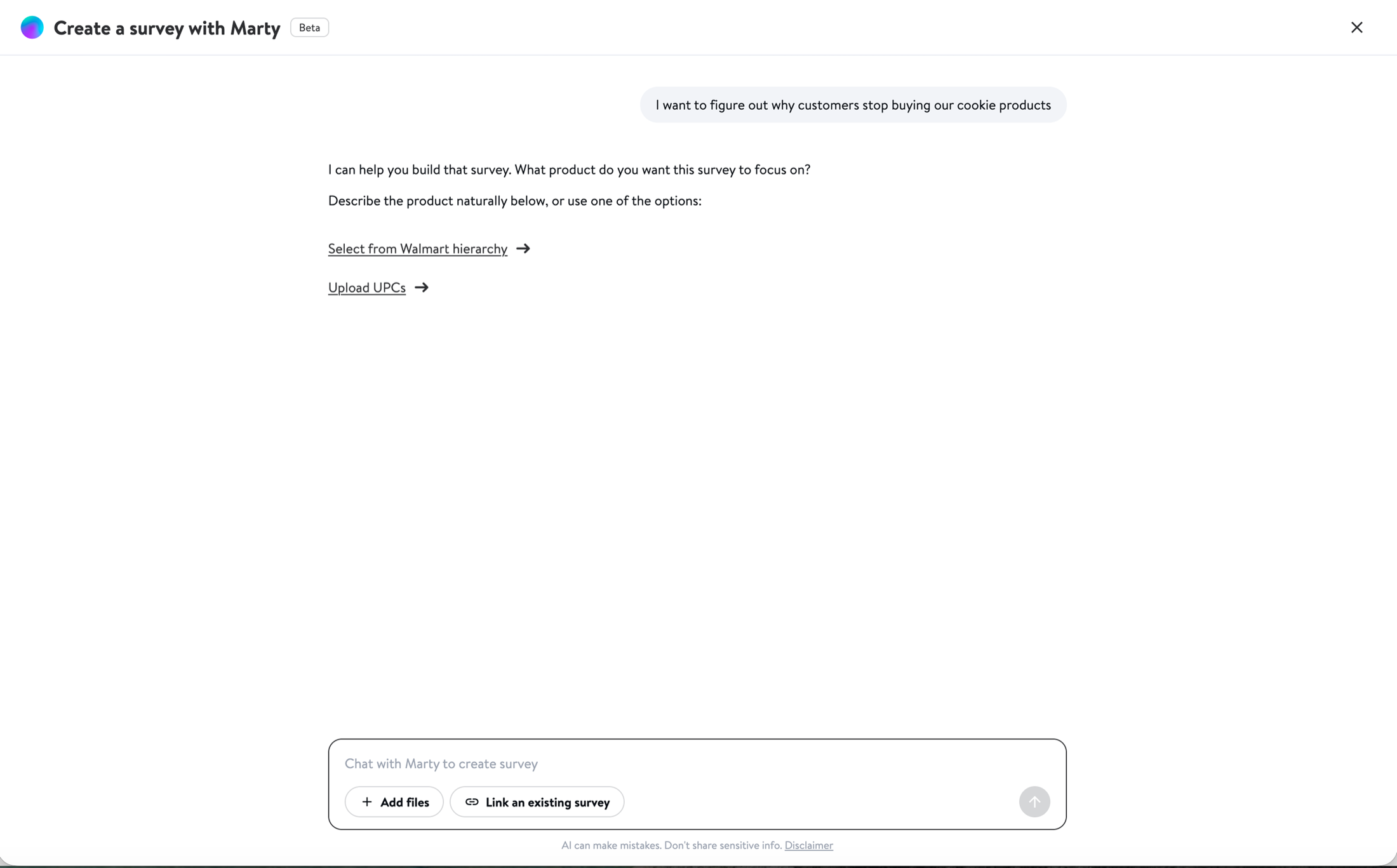 Legacy full-screen survey creation experience